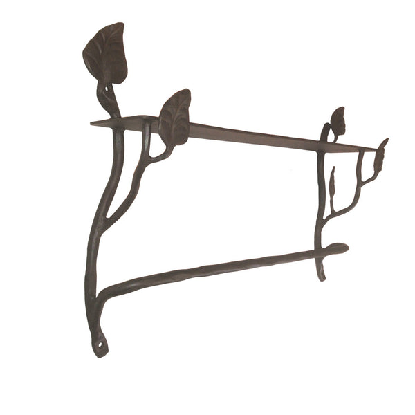 Calico Wrought Iron Leaf Shelf With Towel Bar - High Country Iron LLC